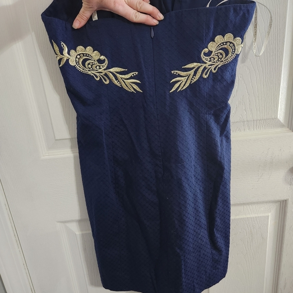 Lilly Pulitzer Demi convertible dress navy embroidered glam size 10 - Picture 3 of 12